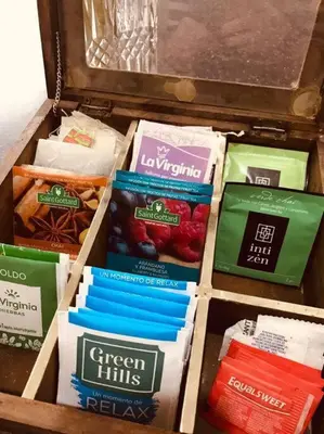 a box filled with different types of food at Cálido Loft con pileta cerca del centro. in Villa Carlos Paz
