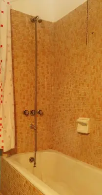 a bath tub with a shower in a bathroom at El Estudio in Cordoba
