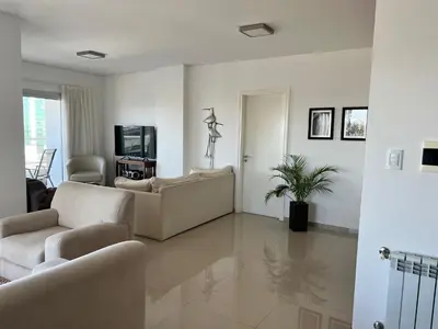 a living room with a couch and a plant in it at Departamento amplio y muy iluminado en 9 piso, con piscina in Río Cuarto