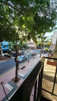 a tree on the side of a city street at Departamentos Buena Onda in Villa Carlos Paz