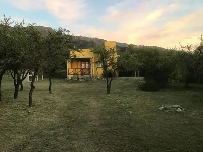 a house in the middle of a field with trees at Cabañas Chacras del Arroyo Vidal in Carpintería