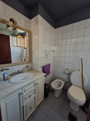 a bathroom with a sink and a toilet and a mirror at Why Not Guemes in Cordoba