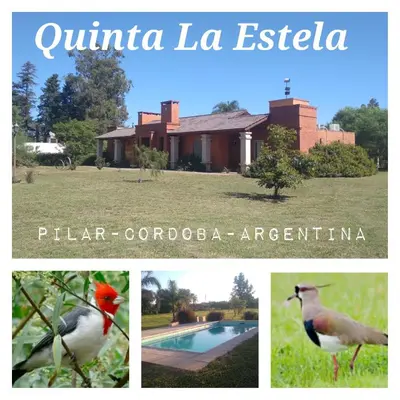 a collage of pictures of a house and a bird at QUINTA LA ESTELA in Pilar