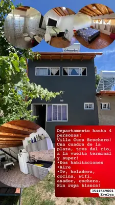 a collage of three pictures of a house at Dpto Evelyn in Villa Cura Brochero