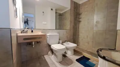 a bathroom with a toilet and a sink and a shower at ESPACIO C CRISOL Plaza España in Cordoba