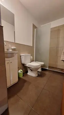 a bathroom with a toilet and a sink at Departamento Cofico in Cordoba