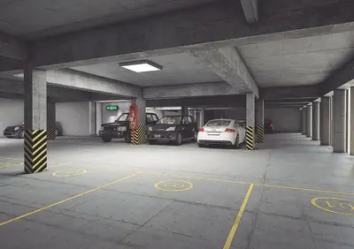 a parking garage with several cars parked in it at OP Amoblado en Cordoba Capital in Cordoba