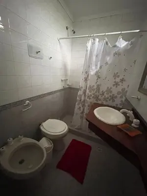 a bathroom with a toilet and a sink at Loma Dorada Cabañas in Villa General Belgrano