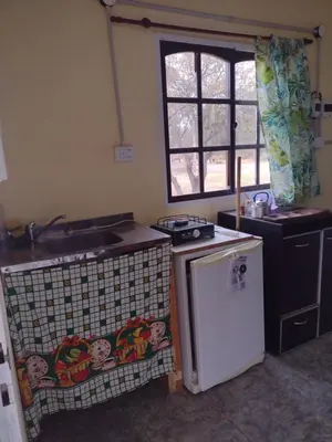 a small kitchen with a stove and a sink at El CAMPITO in La Ramada