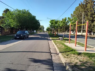 a car parked on the side of a street at La Mora Casa in Mina Clavero