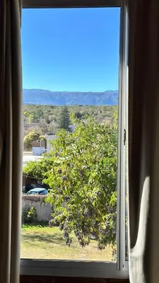 a window with a view of a tree at Departamento Olmos in Mina Clavero