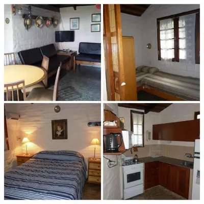 a collage of three pictures of a room at Cabaña El Legado in Villa del Dique
