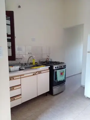 a kitchen with a stove and a sink at La Tata in Alta Gracia