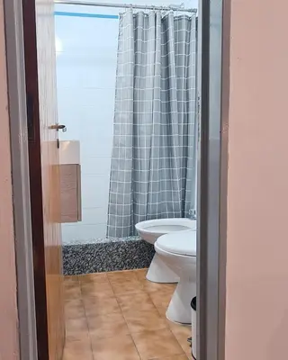 a bathroom with a toilet and a shower at Casa Nómada - Centro in Cordoba