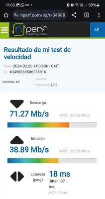 a screenshot of a cell phone with the mnt test deblished at Casa Frente Dique Piedras Moras in Almafuerte