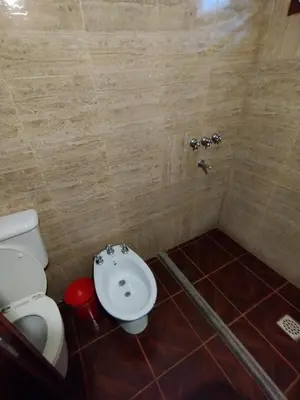 a bathroom with a toilet and a sink at Pecas house in Mina Clavero