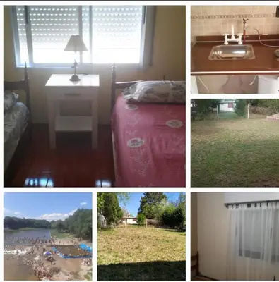 a collage of pictures of a room with a bed and a desk at El sueño de papá in Santa María