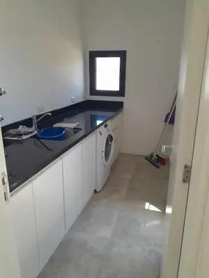 a kitchen with a sink and a washing machine at Hermosa casa en Puerto del Águila, a orillas del Dique Los Molinos in La Estancia