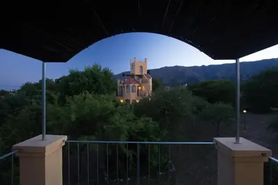 a view of a house from a balcony at Las Nubes Apart in Merlo