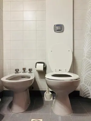a bathroom with a toilet and a bidet at Hermoso Apartamento en Edificio Saint Michel in Cordoba