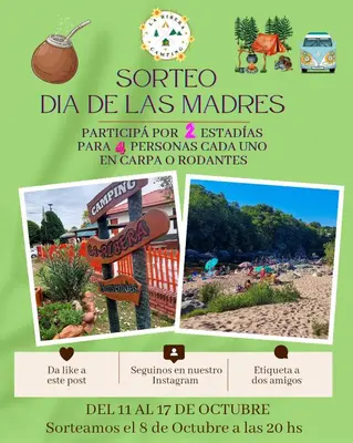 a flyer for aacienda la las madres with a beach at La Ribera Hotel Dormis Camping in Villa Carlos Paz
