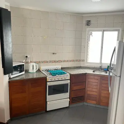 a kitchen with a white stove and a sink at San Lorenzo 495 bis, Nueva Córdoba in Cordoba