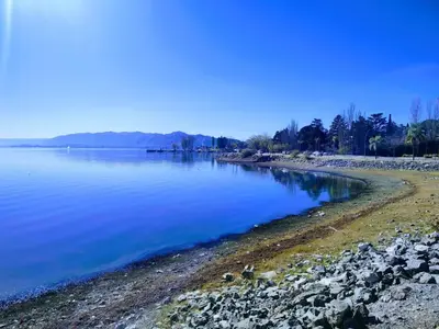 a view of a large body of water at Dpto en Carlos Paz con vista al Lago in Villa Carlos Paz