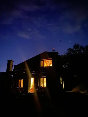 a house at night with the lights on at Casa en La Comarca in San Javier