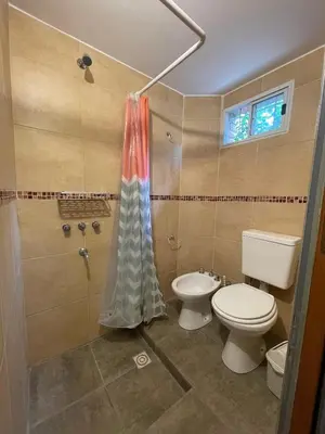 a bathroom with a toilet and a shower at Tila Huasi in Villa Icho Cruz