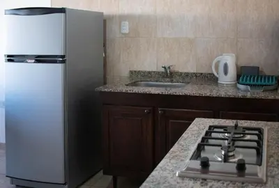 a kitchen with a refrigerator and a sink at Punto Golondrina in Alta Gracia