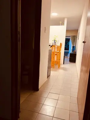 a hallway leading to a kitchen and a dining room at Departamento moderno Zona centro in Cordoba