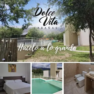 a collage of pictures of a house with a pool at Dolce Vita in Merlo