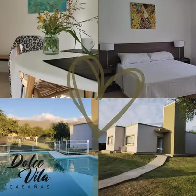 a collage of pictures of a bedroom and a house at Dolce Vita in Merlo