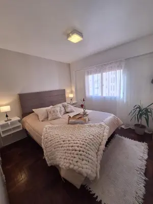 a bedroom with a large bed and a window at Excelente Depto - Patio Olmos in Cordoba