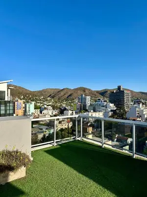 a balcony with a view of a city at Depto 