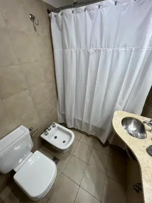 a bathroom with a toilet and a sink and a shower at Tejas in Cordoba