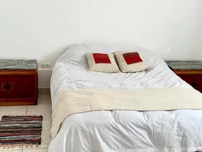 a bed with two pillows on it in a room at Departamento Triana in Cordoba