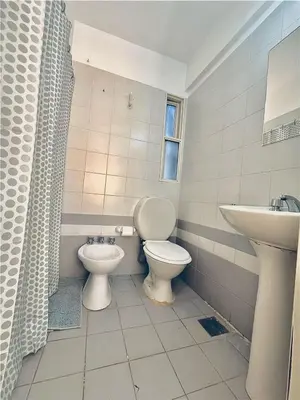 a bathroom with a toilet and a sink at Dean Funes Apartamento in Cordoba