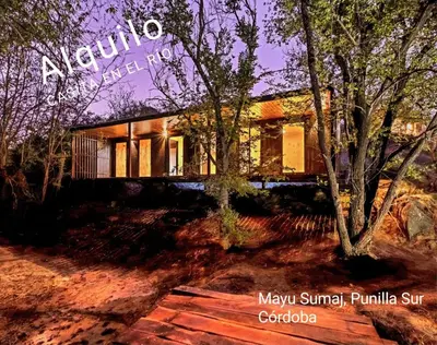 a rendering of a house in the woods at Casita en el río, Mayu Sumaj in San Antonio de Arredondo