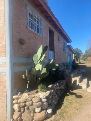 a house with a retaining wall and a cactus at La Herminda Casas de Campo in Nono
