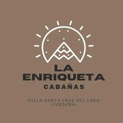 a logo for a restaurant with a mountain at Cabañas La Enriqueta in Villa Carlos Paz