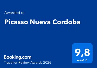 a blue screen with the words pisa nucaya cordova at Picasso Nueva Cordoba in Cordoba
