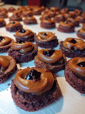 a bunch of chocolate donuts sitting on a table at Cabañas La Ruka in Los Reartes