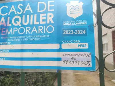 a sign for the csa de caulker imperator at Depto mina clavero Córdoba zona residencial in Mina Clavero