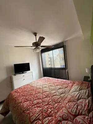 a bedroom with a bed and a ceiling fan at Departamento Nueva Córdoba 7 A INVERHOME INMOBILIARIA in Cordoba