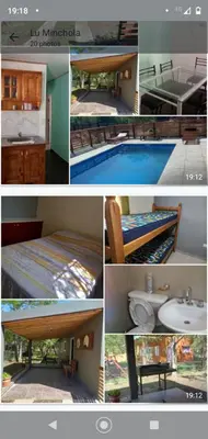 a collage of pictures of a swimming pool at Cabañas La Mimi in Villa Anizacate