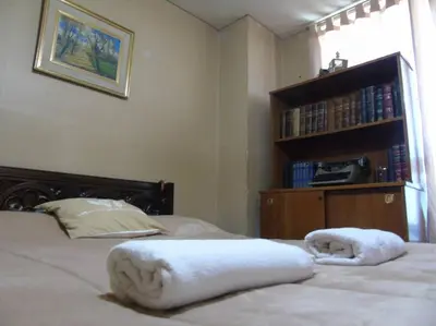 a bedroom with two beds and a book shelf at Córdoba Centro Gran Ubicación Gran Vista in Cordoba