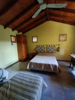 a bedroom with a large bed and a ceiling at El descanso in Villa Ciudad Parque