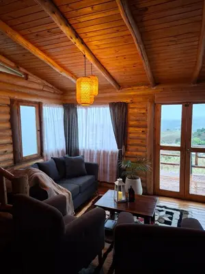 a living room with a couch and a table at La Autóctona in Villa Yacanto