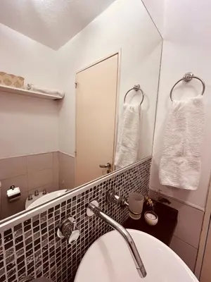a bathroom with a sink and a mirror at Aguaribay duplex Nuevo Centro in Cordoba